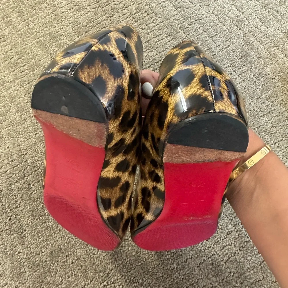 Christian Louboutin Leopard Patent Point Toe Flats - Picture 11 of 11